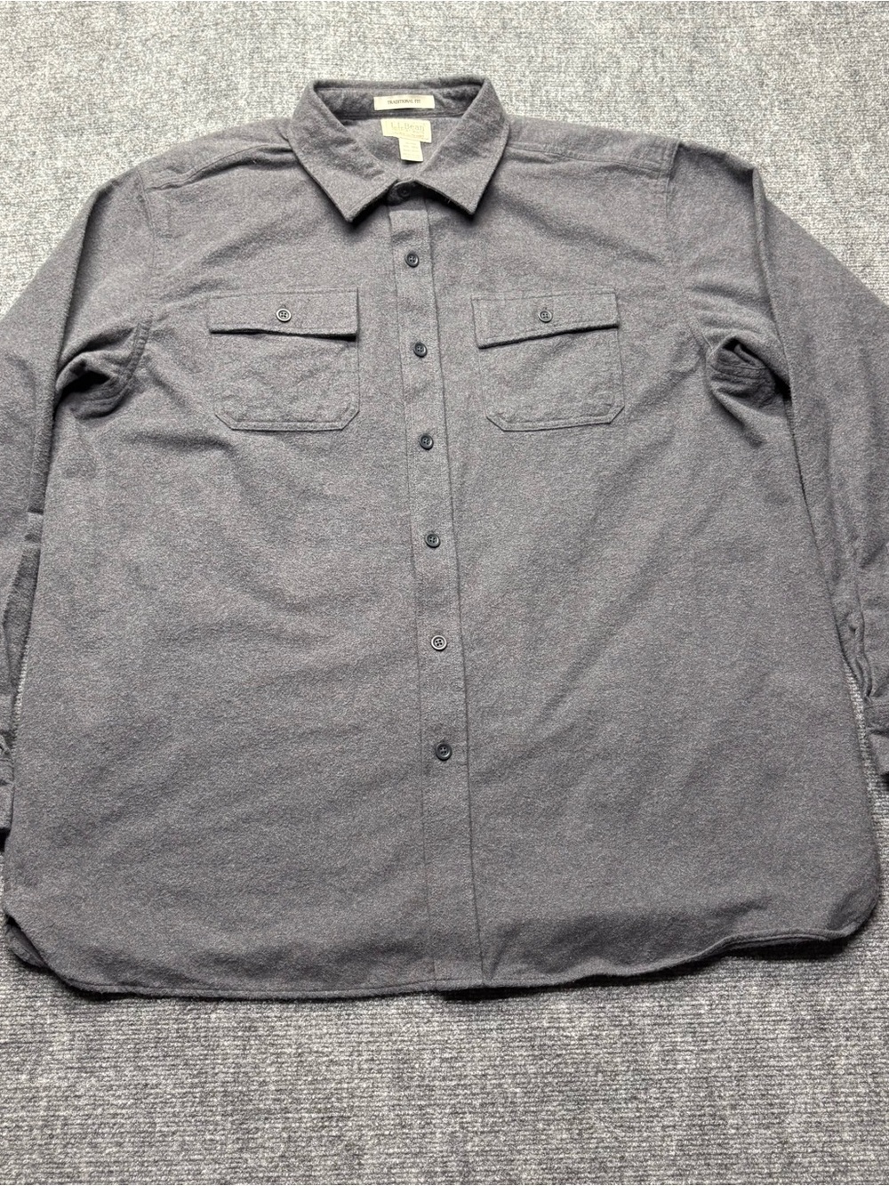 LL Bean Shirt Mens XXL Gray Chamois Cloth Button Down Traditional Fit Outdoors
